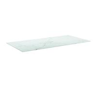 Teenpull Dessus de Table en Verre trempé Blanc 100x50 cm épaisseur 6 mm Design marbre pour Table à Manger Bureau Durable Facile à Nettoyer esthétique