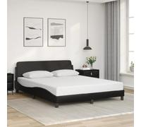 Teenpull Dover Cadre de lit, noir, 160 x 200 cm, en cuir synthétique de luxe, avec tête de lit, plate-forme rembourrée pour un sommeil réparateur, base stable pour matelas