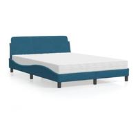 Teenpull Dover Kit complet de lit capitonné 120 x 200 cm en velours bleu avec matelas H2/H3 et cadre de lit stable, meuble moderne pour un sommeil réparateur