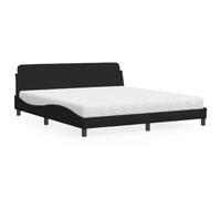 Teenpull Dover Lit capitonné avec matelas noir, 180 x 200 cm, housse en tissu pour tête de lit, cadre en bois de pin, matelas en mousse confortable H2/H3, ensemble de meubles de chambre à coucher
