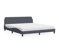 Teenpull Dover Lit capitonné, gris foncé, 180 x 200 cm, housse en velours, forme ondulée, avec matelas en mousse à 3 couches H2/H3, pour un sommeil réparateur dans la chambre à coucher