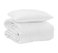 Teenpull Duvet d'été Simple Blanc en Microfibre avec Oreiller 2 pcs 220 x 140 cm Couette matelassée Respirante et légère Ensemble literie Confortable pour Chambre Moderne