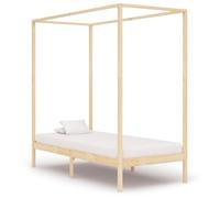 Teenpull Élégant cadre de lit à baldaquin en pin massif 90 x 200 cm, cadre de lit stable pour matelas, avec plate-forme intégrée, meuble durable pour votre chambre à coucher, cadre de lit robuste