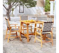 Teenpull Ensemble à Manger de Jardin 5 pcs Bois d'acacia Massif avec chaises en résine tressée 88x88x74 cm mobilier extérieur Confortable pour Patio terrasse Jardin