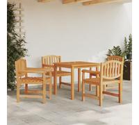 Teenpull Ensemble à Manger de Jardin 5 pièces en Bois de Teck Massif Finition Naturelle, Table 80x80 cm avec 4 chaises Confortables, mobilier extérieur résistant pour terrasse et Patio