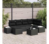 Teenpull Ensemble canapé de Jardin 6 pcs en polyrotin Noir avec Coussins, mobilier extérieur modulaire résistant aux UV, léger et Durable, idéal pour terrasse et Patio Confortable