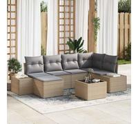 Teenpull Ensemble canapé de Jardin 6 pièces Beige et Gris Clair en polyrotin modulaire léger résistant aux UV pour terrasse et extérieur Confortable et Durable