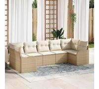 Teenpull Ensemble canapé Jardin Beige en polyrotin Durable 7 Places modulable léger résistant UV avec Coussins lavables Parfait pour terrasse Patio extérieur détente