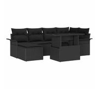 Teenpull Ensemble canapé Jardin modulable 7 pcs Noir Poly rotin avec Coussins Confortables idéal pour terrasse Patio extérieur détente socialisation