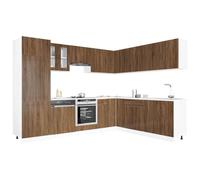 Teenpull Ensemble d'armoires de Cuisine Porto 14 pcs en Bois d'ingénierie chêne Marron, Meubles Bas et muraux avec Espace de Rangement optimisé pour Cuisine Fonctionnelle