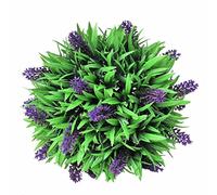 Teenpull Ensemble de 2 Boules de buis Artificiel avec Lavande 28 cm, Feuillage synthétique Vert Violet, décoration intérieure et extérieure pour Pot, jardinière, Salon, Bureau, Mariage, Balcon