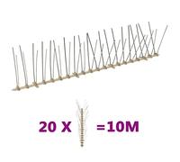 Teenpull Ensemble de 20 Pointes Anti-Oiseaux en Plastique et Acier Inoxydable 10m, 4 rangées, Piques résistantes aux intempéries pour Jardin, Balcon, terrasse, Dispositif Naturel Efficace