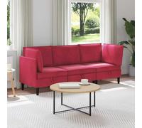 Teenpull Ensemble de 3 meubles de salon avec coussins et espace de rangement, en velours bordeaux, ergonomique, 210 x 70 x 82 cm, pour intérieur, facile d'entretien, avec mousse et cadre en