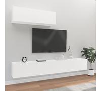 Teenpull Ensemble de 3 meubles TV en bois blanc, 100 x 30 x 30 cm, meuble multimédia mural, centre de divertissement moderne, pour le salon, stable et résistant à l'humidité