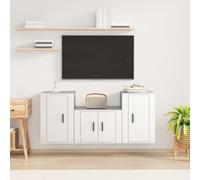 Teenpull Ensemble de 3 meubles TV en bois blanc, montage mural, design moderne pour salon, grand espace de rangement, 57 x 34,5 x 40 cm, 2 x 40 x 34,5 x 60 cm