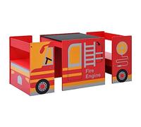 Teenpull Ensemble de 3 sièges pour enfant design camion de pompier en bois MDF de pin avec tableau à craie, plateau de table et espace de rangement pour chambre d'enfant, chambre de bébé, chambre