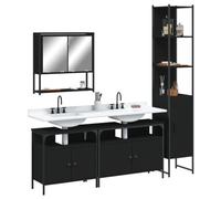 Teenpull Ensemble de 4 meubles de salle de bain, noirs, en bois, 60 à 80 cm, armoire de salle de bain moderne avec miroir, meuble de lavabo pour votre salle de bain
