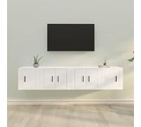 Teenpull Ensemble de 4 meubles TV, en bois blanc, 57/40 x 34,5 x 40 cm, montage mural, espace de rangement pour salon, design moderne Media Center