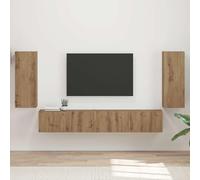Teenpull Ensemble de 4 meubles TV en chêne Artisan avec tiroirs, étagères, espace de rangement et gestion des câbles pour salon, home cinéma, tableau multimédia et appareils HiFi