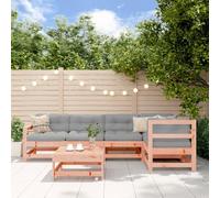 Teenpull Ensemble de 6 pièces de salon de jardin en bois massif Douglas - Meubles d'extérieur modulaires pour terrasse et balcon - Ensemble de meubles robustes - Pin non traité avec une capacité de