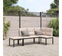 Teenpull Ensemble de Banc de Jardin 3 pièces Noir avec Coussins Taupe, mobilier d'extérieur en Acier Enduit de Poudre, Set Patio Confortable, Chaise extérieure Robuste pour terrasse et Jardin