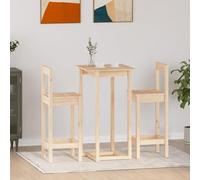 Teenpull Ensemble de Bar 3 pcs en Bois de pin Massif Stable avec Table de Bar 60x60x110 cm et 2 chaises Robustes pour Cuisine, bistrot, Repas Convivial et Espace café