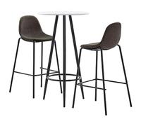 Teenpull Ensemble de Bar 3 pcs Tissu Gris foncé avec Table Ronde MDF 60x107,5 cm et 2 chaises ergonomiques métal, idéal pour Cuisine, Bistro, Salle à Manger Moderne, Usage intérieur et extérieur