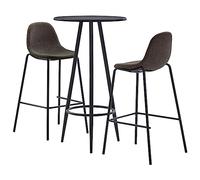 Teenpull Ensemble de Bar 3 pcs Tissu Gris foncé avec Table Ronde MDF 60x107,5 cm et 2 chaises ergonomiques Design Moderne pour Cuisine, Bistro, Salle à Manger, intérieur Stable et Facile à Nettoyer