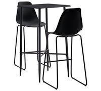 Teenpull Ensemble de bar 3 pièces pour cuisine, salle à manger, jardin, moderne, noir, table mange-debout 2 chaises, plastique robuste, structure en métal, peu encombrant