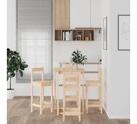 Teenpull Ensemble de Bar 5 pcs en Bois de pin Massif avec Table de Bar 80x80x110 cm et 4 chaises Robustes, idéal pour Cuisine, Bistro, Repas Convivial et Espace café