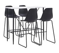 Teenpull Ensemble de Bar 5 pcs Plastique Noir avec Table Bistro 120x60x110 cm et 4 chaises ergonomiques Design Moderne pour Cuisine Salon ou Jardin Convivial