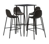 Teenpull Ensemble de Bar 5 pcs Tissu Gris foncé avec Table de Bar Ronde 60x60x111 cm et 4 chaises ergonomiques en Acier Enduit de Poudre pour Cuisine, Jardin, Bistro, Repas Convivial