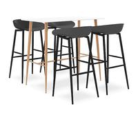 Teenpull Ensemble de Bar 5 pièces Blanc et Gris avec Table de Bar MDF 120x60x105 cm et 4 tabourets Robustes en PP métal, idéal pour Cuisine, Bistro, café et Salle à Manger Moderne