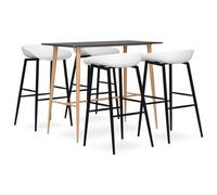 Teenpull Ensemble de Bar 5 pièces Noir et Blanc avec Table de Bar MDF 120x60x105 cm et 4 tabourets en PP Robustes, Design Contemporain pour Cuisine, Bar, Restaurant, idéal pour Repas et convivialité