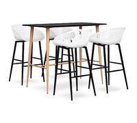 Teenpull Ensemble de Bar 5 pièces Noir et Blanc avec Table MDF 120x60x105 cm, 4 tabourets Robustes en PP et métal, Design Contemporain pour Cuisine, Bistro, Bar, intérieur Moderne