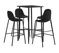 Teenpull Ensemble de bar 5 pièces - Table mange-debout avec 4 tabourets de bar - Design moderne - Pour cuisine, salle à manger, salle de fête - Noir - Stable - Peu encombrant