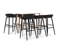 Teenpull Ensemble de Bar 7 pièces Blanc et Noir avec Table de Bar MDF 120x60x105 cm et 6 tabourets Robustes en PP métal pour Cuisine, Bistro, Salle à Manger, Usage intérieur et extérieur