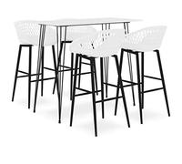 Teenpull Ensemble de bar moderne 5 pièces blanc pour cuisine, salle à manger, jardin, pieds en métal robuste, plateau de table en MDF facile d'entretien, chaises ergonomiques