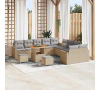 Teenpull Ensemble de canapé de Jardin 13 pcs en polyrotin Beige, mobilier extérieur modulaire, résistant aux UV, avec Coussins Amovibles, Table et poufs pour terrasse et Patio