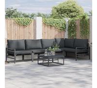 Teenpull Ensemble de canapé de Jardin 6 pcs en Acier Noir avec Coussins, mobilier extérieur Confortable pour Patio, terrasse ou Jardin, Design Respirant et Finition revêtement en Poudre