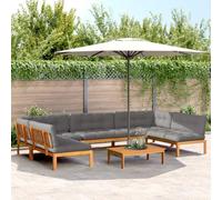 Teenpull Ensemble de canapé de jardin 6 pièces en bois d'acacia, design en palettes, modulaire, avec coussins gris confortables, pour terrasse, patio et extérieur, ensemble de canapé robuste