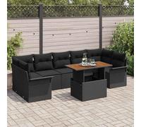 Teenpull Ensemble de canapé de Jardin 8 pcs Noir Poly rotin modulaire avec Rangement, Finition Mat résistant UV pour mobilier extérieur, Salon Patio Confortable et Stable