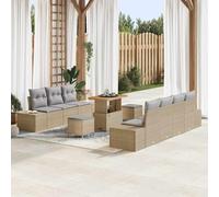 Teenpull Ensemble de canapé de jardin avec coussins, 10 pièces, beige en polyrotin, meubles d'extérieur modulaires pour terrasse et balcon, ensemble de meubles de jardin durables