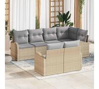 Teenpull Ensemble de canapé de Jardin Beige en polyrotin Durable avec Coussins lavables, Design modulaire léger, 7 Places, idéal pour terrasse et mobilier extérieur Confortable