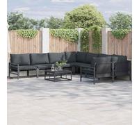 Teenpull Ensemble de canapé de Jardin en Acier Anthracite avec Coussins Amovibles, Set Complet pour Patio, Salon extérieur Confortable et résistant aux intempéries