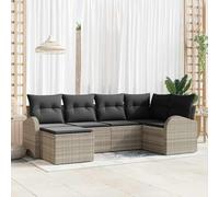 Teenpull Ensemble de canapé de Jardin en polyrotin Gris Clair, mobilier extérieur modulaire, canapé Patio Confortable, léger et résistant aux UV, Set 6 Places pour terrasse et Jardin