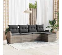 Teenpull Ensemble de canapé de Jardin Gris en polyrotin résistant aux UV avec Coussins Amovibles, Design modulaire léger, 5 Places, idéal pour terrasse et mobilier extérieur Confortable