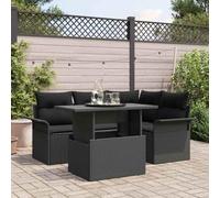 Teenpull Ensemble de canapé de Jardin modulable 5 pcs en Poly rotin Noir avec Coussins, mobilier de Patio Durable, canapé d'extérieur Confortable, Chaise et Table pour terrasse et Jardin