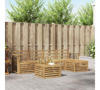 Teenpull Ensemble de canapé d'extérieur 6 pièces en bois d'acacia massif blanc résistant aux intempéries avec table, fauteuil, tabouret pour terrasse et jardin