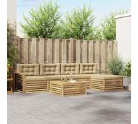 Teenpull Ensemble de canapé d'extérieur 7 pièces en polyester blanc beige avec groupe de sièges, ensemble de jardin pour terrasse, comprenant table, tabouret, fauteuil et coussins, durable et